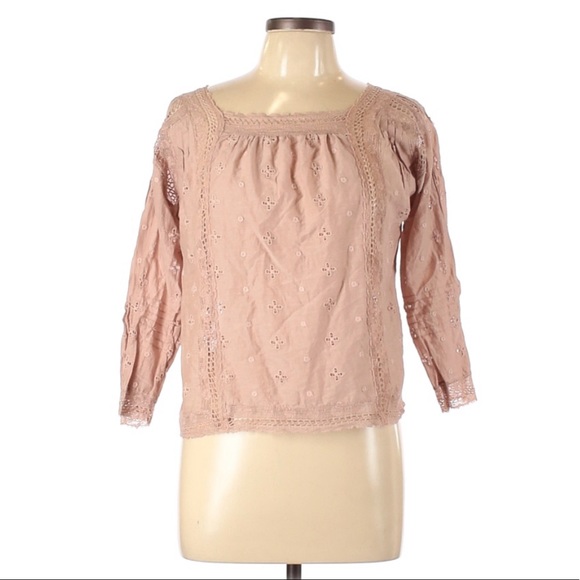 Ulla Johnson Tops - Ulla Johnson light dusty pink square neck eyelet peasant blouse -10